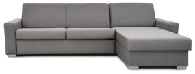 Canapea colțar extensibilă LEKA gri, cu spațiu depozitare, pentru dormit zilnic