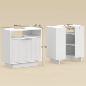 HOMCOM Dulap de Baie Sub Chiuvetă cu Raft Interior Ajustabil Alb | Aosom Romania
