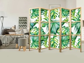 Paravan japonez - Monstera and Palm Leaves II