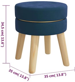Taburet rotund, albastru, catifea 1, Albastru, Catifea