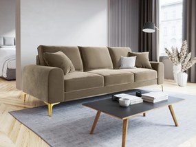 Canapea, Madara, Mazzini Sofas, 4 locuri, gold legs, 237x102x90 cm, catifea, bej