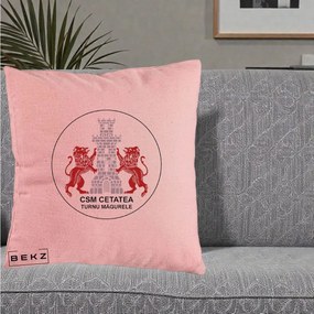 Perna Personalizata CSM Cetatea Turnu Magurele Fotbal, 40x40 cm, Roz, Husa Detasabila, Perna Inclusa, BEKZ®