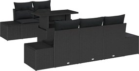 vidaXL Set de canapea cu pernă Manual 6 pcs Negru poliratan