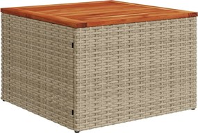 vidaXL Masă de grădină, bej, 55x55x37 cm, poliratan și lemn de acacia