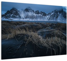 Tablou pe sticlă cu priveliște spre vărfurile Islanda (70x50 cm)