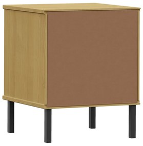 Noptiera cu picioare metalice    OSLO   , maro, lemn masiv pin