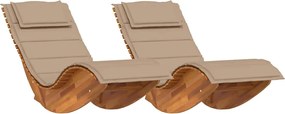 vidaXL Șezlong cu pernă 2-persoană 2 pcs Maro Lemn Solid de Acacia