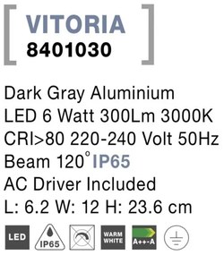 Aplica perete LED ambientala de exterior IP65 VITORIA NVL-8401030