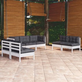 3096221 vidaXL Set mobilier grădină cu perne, 7 piese, lemn masiv de pin