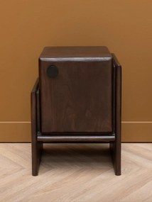 Set 2 noptiere din lemn de mango și metal, cu 1 ușă, maro antichizat, finisaj mat, 34.5×33×50.5, „Mogadi"