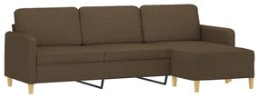 Canapea cu 3 locuri si taburet, maro, 210 cm, textil Maro, 228  x 77 x 80 cm
