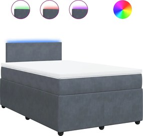 vidaXL Pat box spring cu saltea, gri închis, 120x200 cm, catifea
