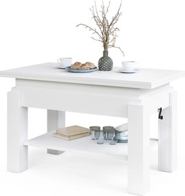 Mazzoni BRAWO Alb - MĂSUȚĂ DE CAFEA CU BLAT EXTENSIBIL ȘI RIDICABIL MASĂ CU RAFT