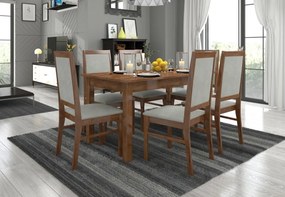 Set de masa extensibila si 6 scaune tapitate, RODOS 25, ADRK Furniture (Culoare: Negru)
