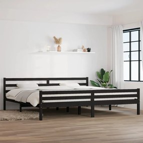 vidaXL Cadru de pat, negru, 200x200 cm, lemn masiv de pin