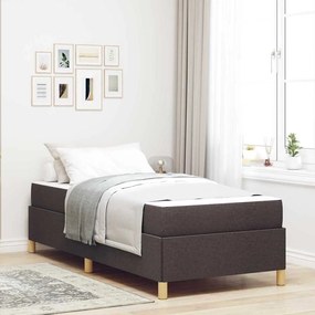 vidaXL Pat cu arcuri Altele Maro închis și Alb 90 x 200 cm țesătură