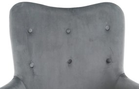 Fotoliu cu taburet, material de catifea gri/fag, LAGER NEW