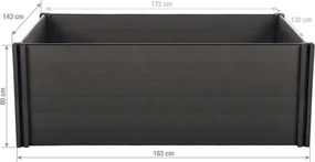 Paturi de flori înălțate G21 Crop 183 x 143 x 80,WPC, Eben, 80 cm
