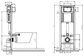 Set vas wc suspendat Delfi cu capac soft close, rezervor incastrat System 01 si clapeta crom lucios