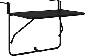 vidaXL Masă Suspendată pentru Balcon Negru 60 x 39 x 65 cm Oțel