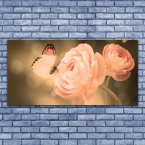 Tablou pe panza canvas Butterfly Trandafiri Natura Bej