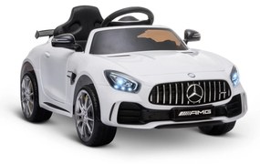 Masinuta pentru copii electrică de 12V cu licenta Mercedes Benz, viteză 3-5km/ora, telecomandă 2.4G, Muzică, claxon, lumini, Alba HOMCOM | Aosom RO