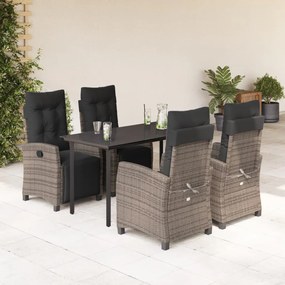 3212997 vidaXL Set mobilier de grădină cu perne, 5 piese, gri, poliratan