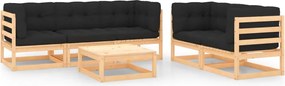 vidaXL Set mobilier de grădină cu perne, 6 piese, lemn masiv de pin