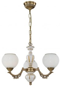 Candelabru cu 3 brate clasic design italian din alama, sticla si lemn 8655 RA-L. 8655/3