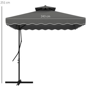 Outsunny Umbrelă Soare 2,5m Volane Duble Cruce | Aosom Romania