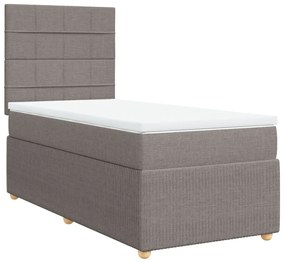 3291915 vidaXL Pat box spring cu saltea, gri taupe, 90x190 cm, textil