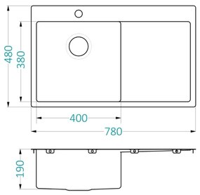 Chiuvetă de bucătărie ALVEUS 1124384 QUARTO 78x48 cm crom