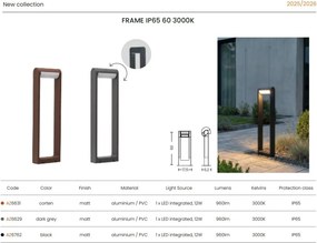 Stalp exterior LED modern IP65 FRAME 60 3000K BK