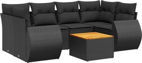 vidaXL Set canapele de grădină cu perne, 7 piese, negru, poliratan