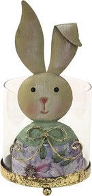 Suport lumanare, din sticla, 11x10x22 cm, Rabbit Girl