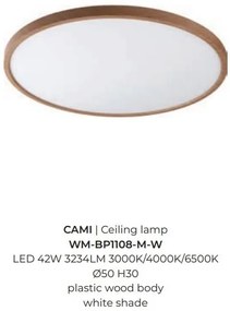 Plafoniera LED moderna design slim CAMI 50cm, wood