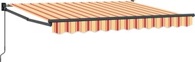 vidaXL Copertină retractabilă manuală Galben, Portocaliu și Alb