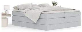 Pat boxspring gri deschis cu spațiu de depozitare/fără tăblie 160x200 cm Juniper – Maison de Rêve