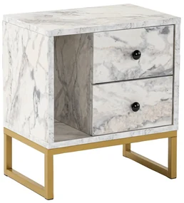Măsuță de noptieră Glimmer Fressia Marble Gold
