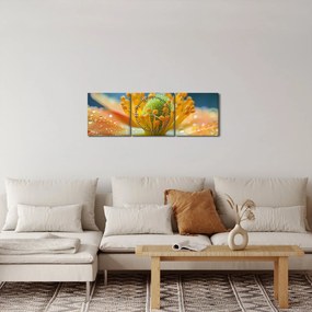 Tablou - Detaliu de floare (cu ceas) (90x30 cm)