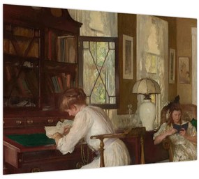 Tablou pe sticlă - Edmund Tarbell, Josephine and Mercie, reproducere (70x50 cm)