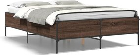 vidaXL Cadru de pat, stejar maro, 160x200 cm, lemn prelucrat și metal