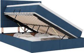 vidaXL Pat cu saltea și LED cu saltea albastru 140 x 190 cm Poliester