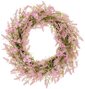 Ghirlanda din flori artificiale mici, diametru 50cm, roz, 50 x 50 x 10 cm