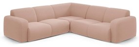 Colțar roz deschis cu tapițerie din țesătură bouclé (cu colț variabil/în formă de ”L”) Molino – Micadoni Home