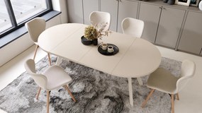 Mazzoni ALDO Bej/picioare bej - MASĂ ROTUNDĂ STIL LOFT PENTRU SALON/SUFRAGERIE EXTENSIBILĂ CU PICIOARE ÎN FORMĂ DE "Y"