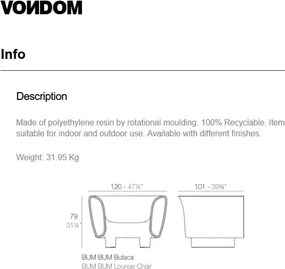 Fotoliu lounge design modern, exterior, interior, BUM-BUM LOUNGE CHAIR 65008 Vondom