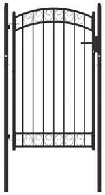 Poarta de gard cu arcada, negru, 100x150 cm, otel Negru, 100 x 150 cm