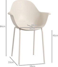 Outsunny Set de 4 Scaune de Grădină Gri, Stivuibile, cu Spătar Înalt și Cotieră, Cadru din Metal, Design Elegant pentru Exterior | Aosom Romania