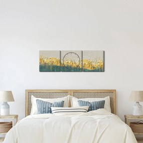 Tablou - Textura cu decor auriu (cu ceas) (90x30 cm)